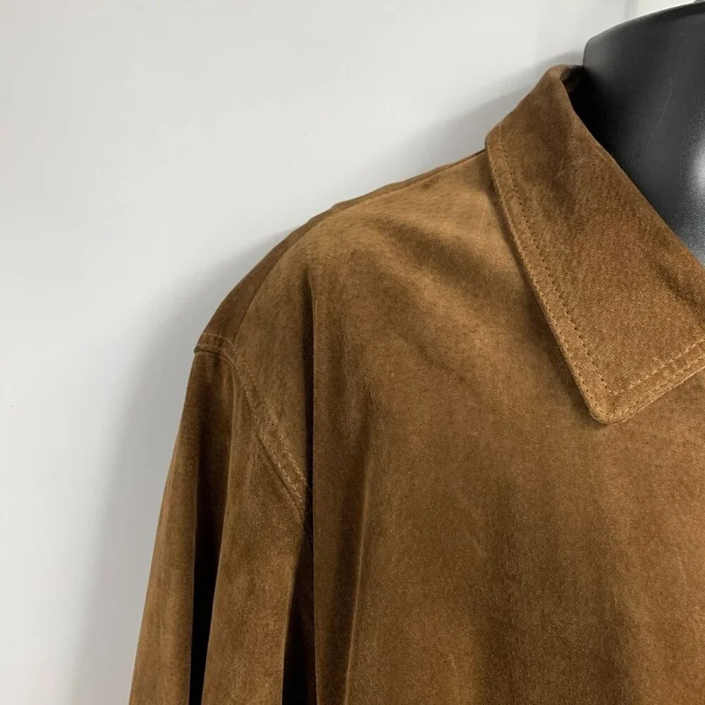 Norm Thompson Men's Vintage Suede Leather Zip Up Bomber Jacket Size‎ L